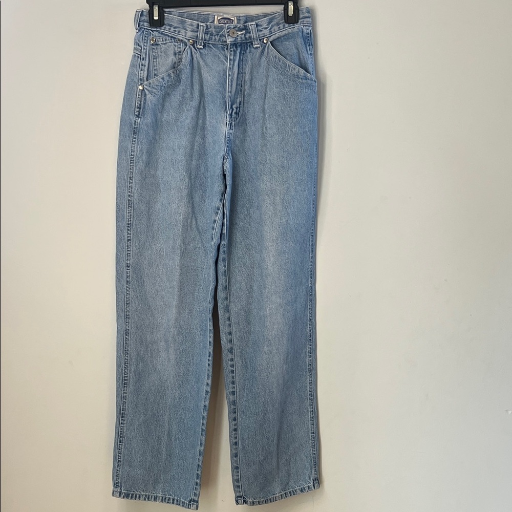Essentials Style Women's Vintage 1990's High Rise Blue‎ Denim Straight Leg Jeans